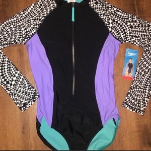 Maillot De Bain Une Pièce Speedo - Manches Longues - Bleu/Violet - Taille 40''